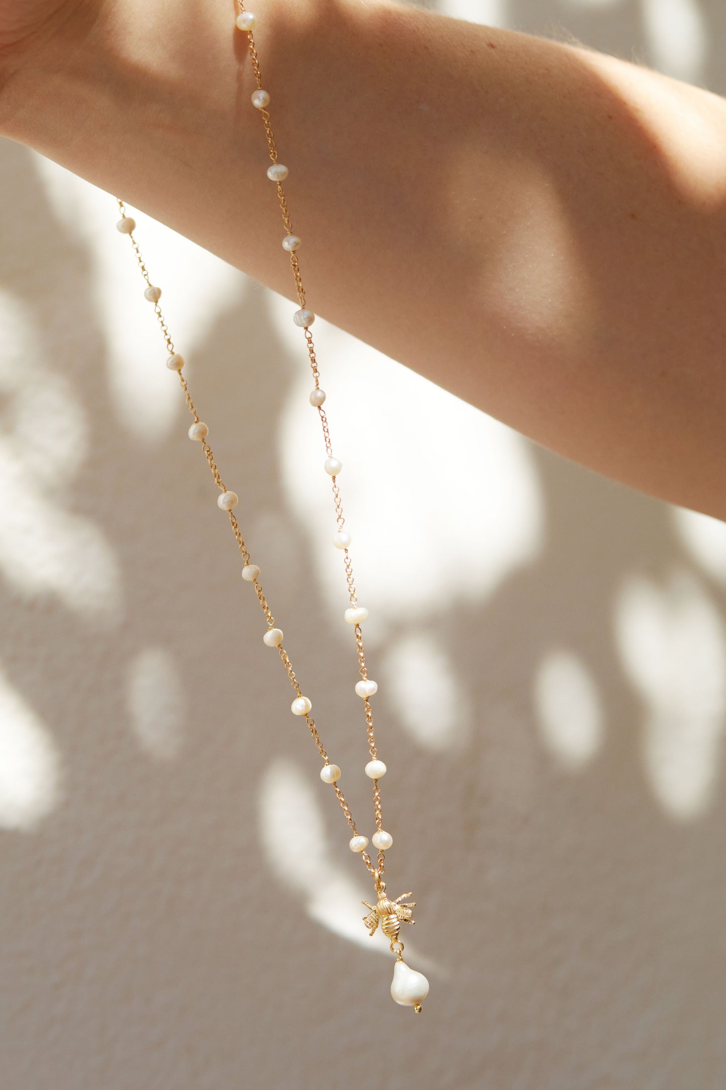 Bee Pearl Drop Necklace