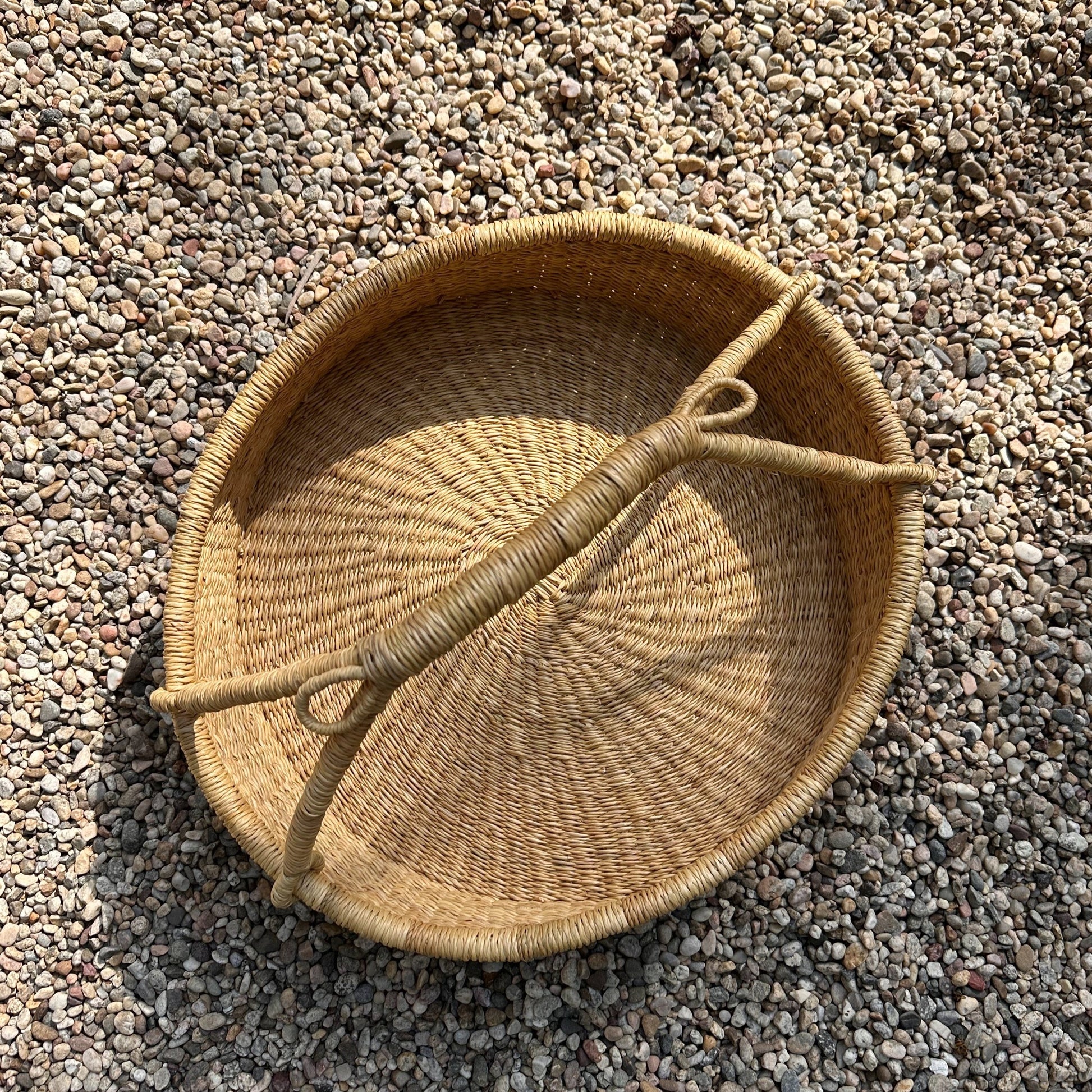 photo from top down of basket on ground