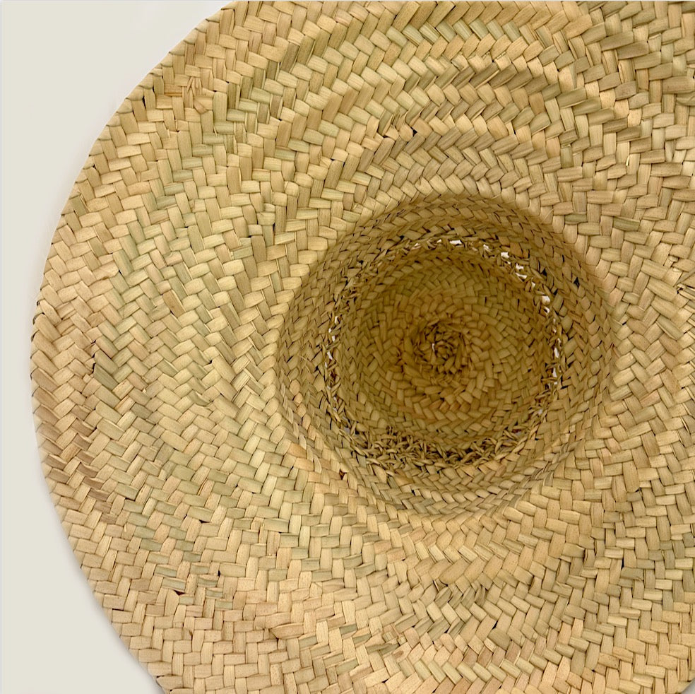 detailed photo of inside of woven hat