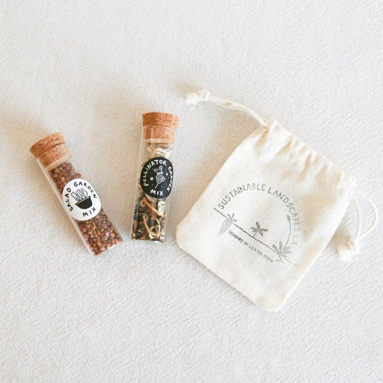 photo of seed bundles with logo bag